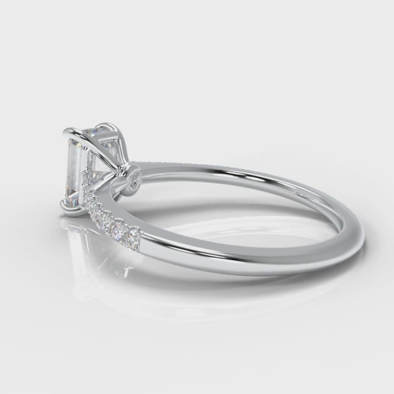 Petite Micropavé Emerald Cut Diamond Engagement Ring