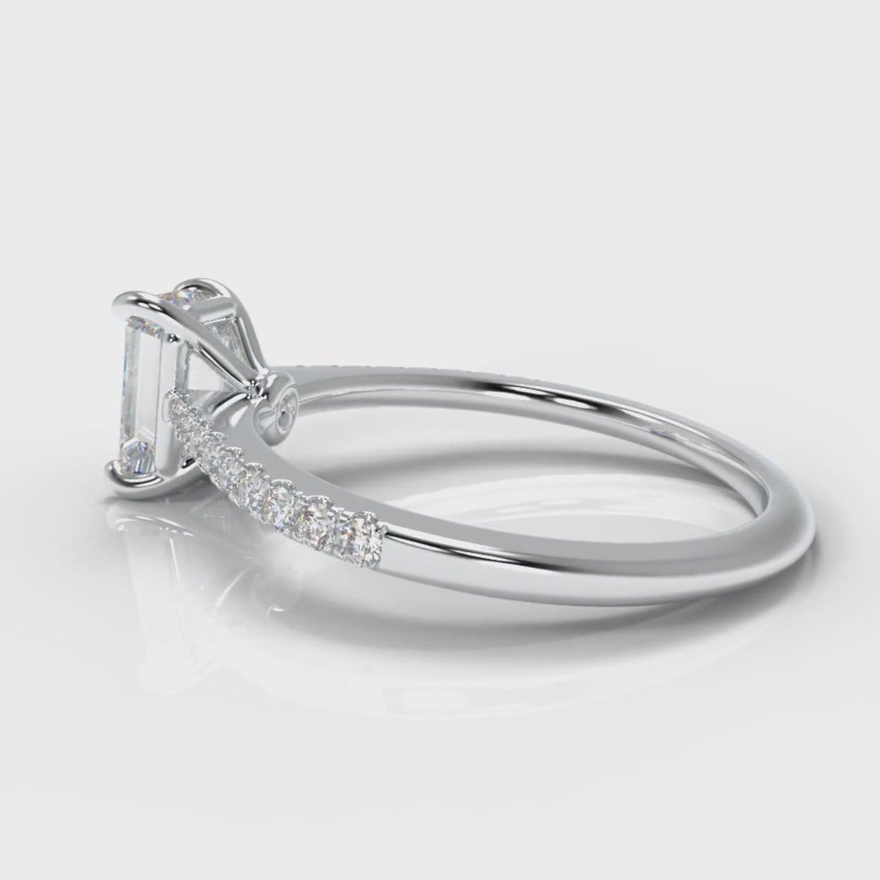 Petite Micropavé Emerald Cut Diamond Engagement Ring