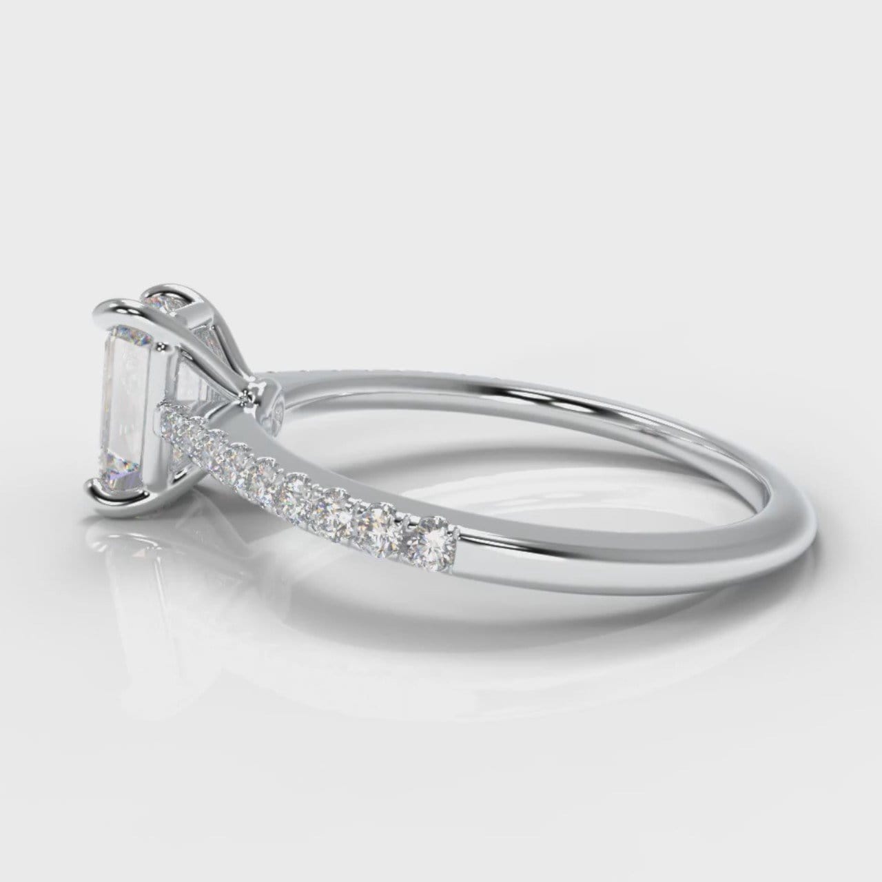 Petite Micropavé Emerald Cut Diamond Engagement Ring