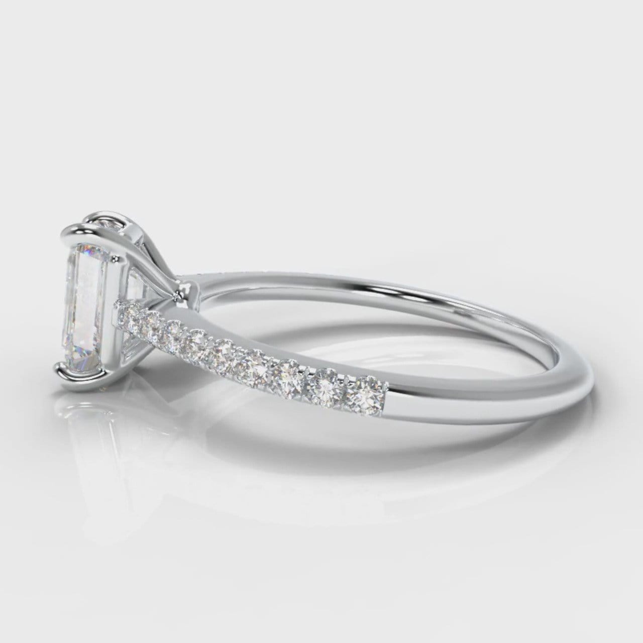 Petite Micropavé Emerald Cut Diamond Engagement Ring