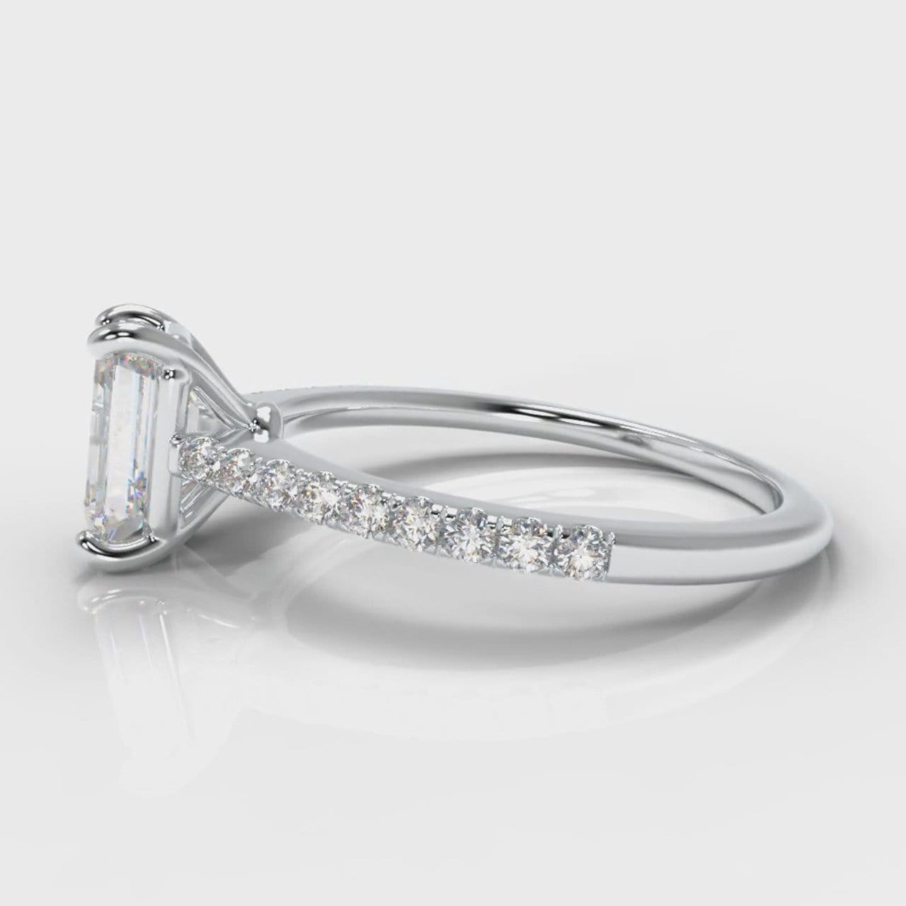 Petite Micropavé Emerald Cut Diamond Engagement Ring