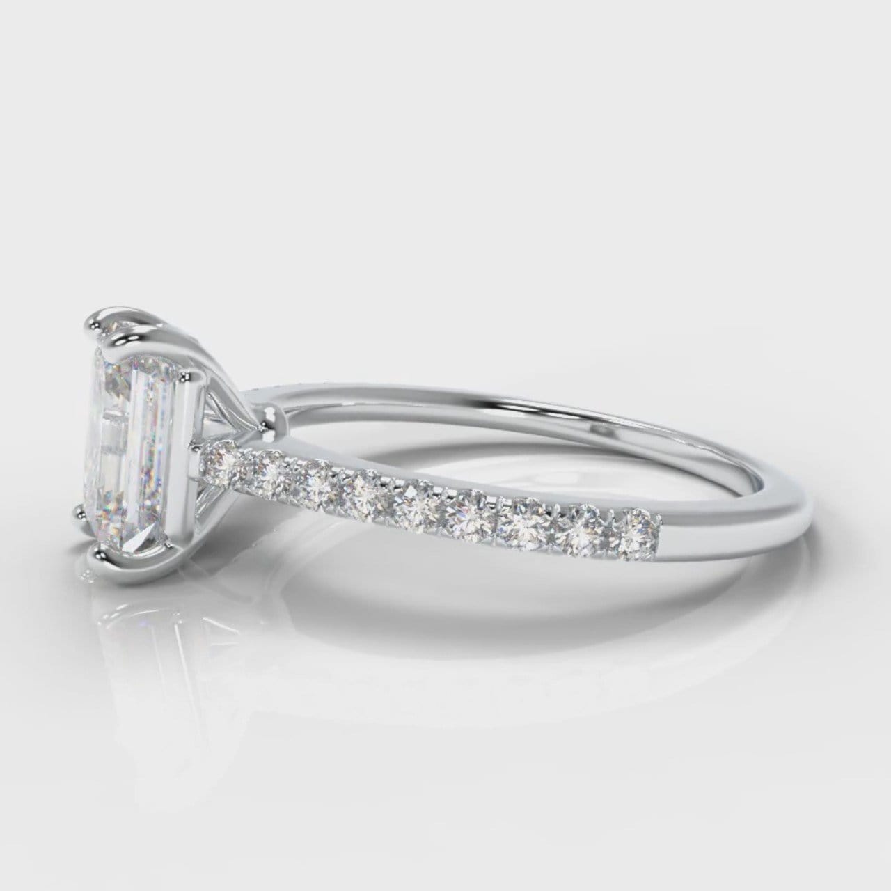 Petite Micropavé Emerald Cut Diamond Engagement Ring