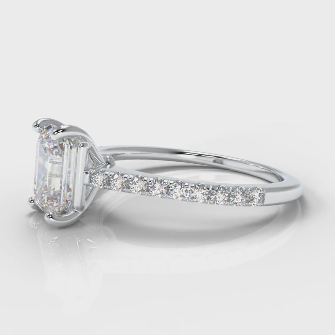 Petite Micropavé Emerald Cut Diamond Engagement Ring