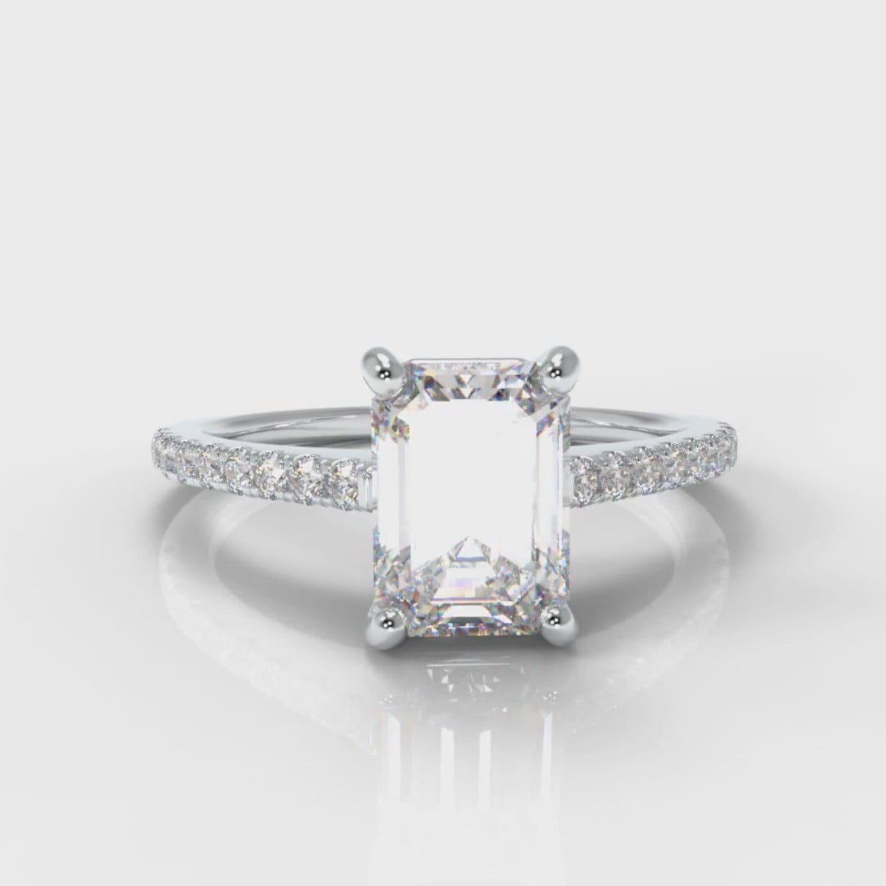 Petite Micropavé Emerald Cut Diamond Engagement Ring