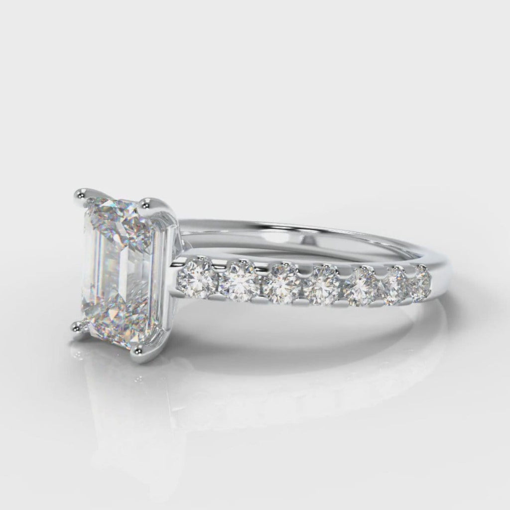 Carrée Micropavé Emerald Cut Diamond Engagement Ring