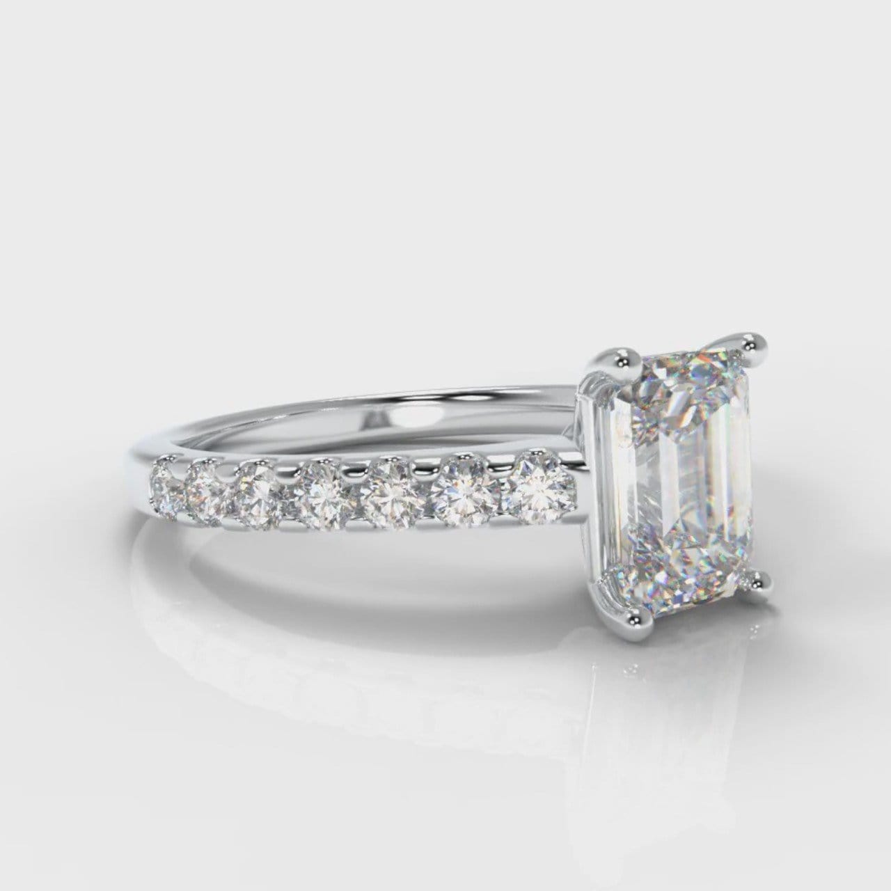 Carrée Micropavé Emerald Cut Diamond Engagement Ring
