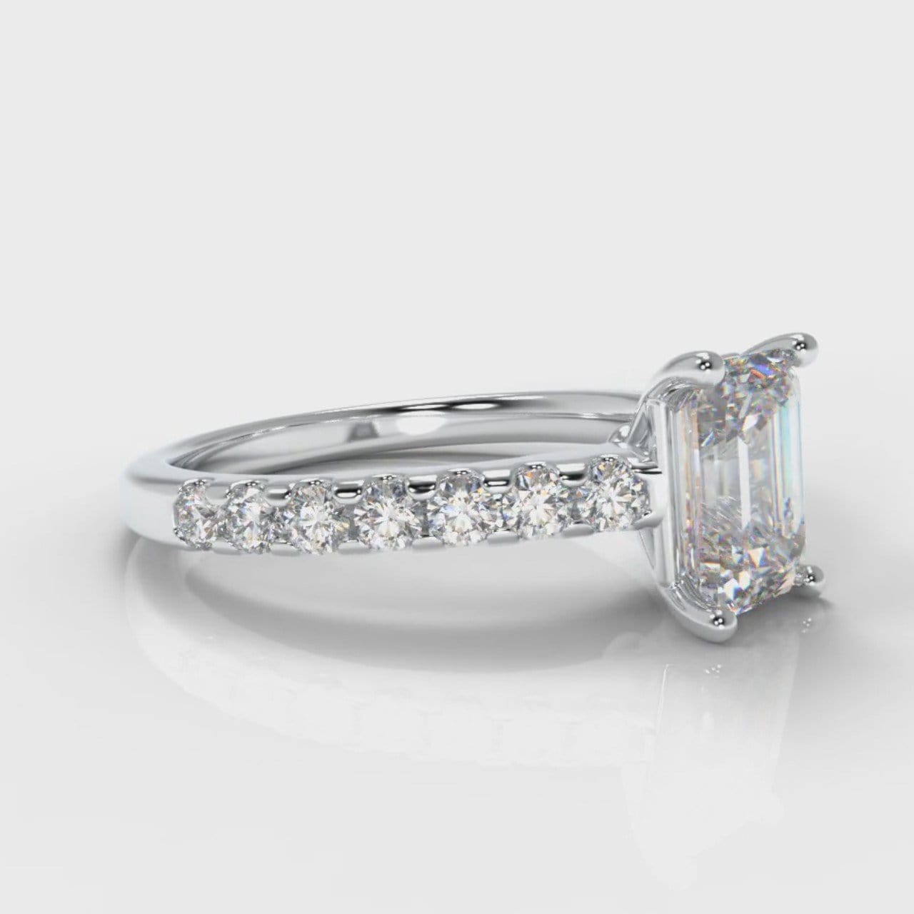 Carrée Micropavé Emerald Cut Diamond Engagement Ring