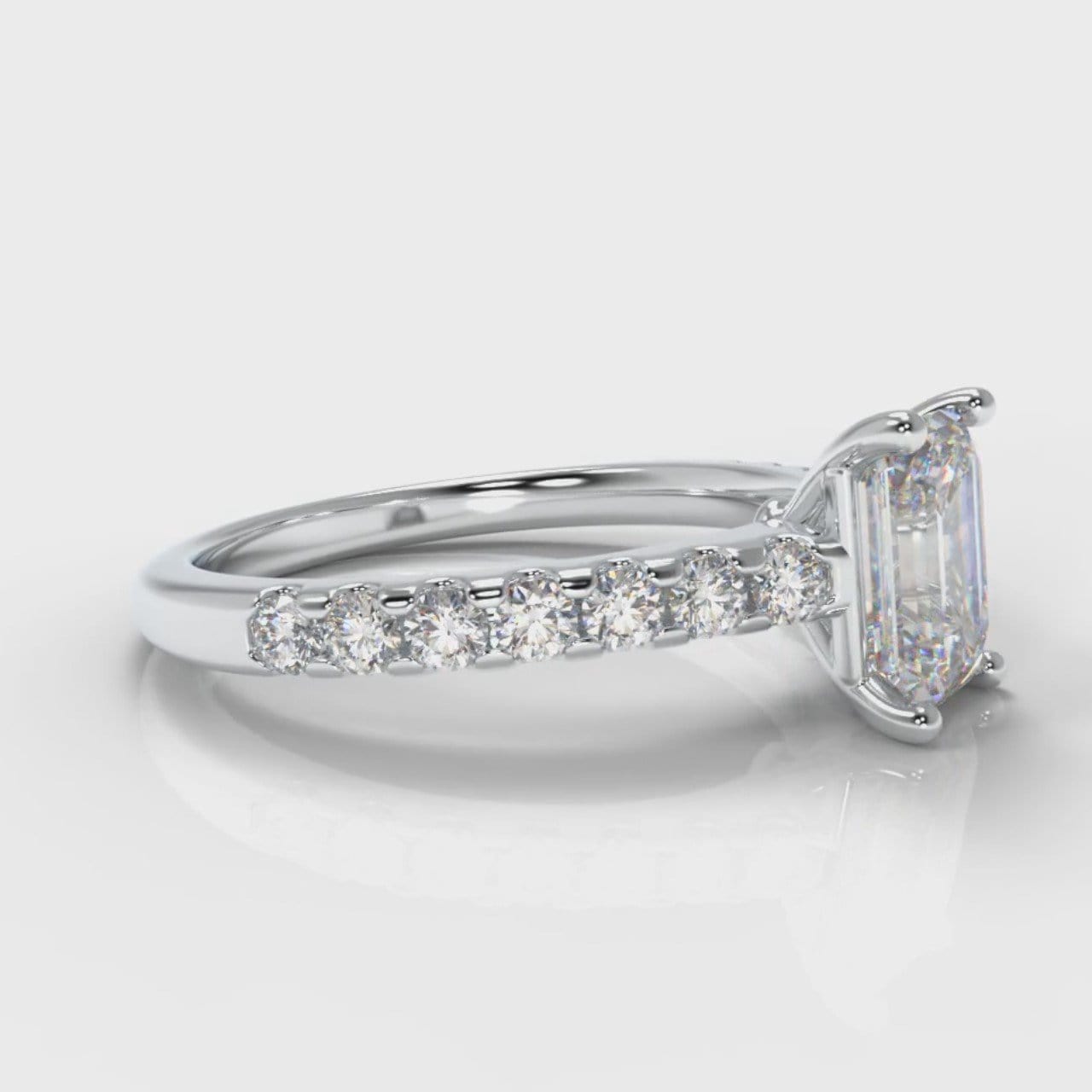 Carrée Micropavé Emerald Cut Diamond Engagement Ring
