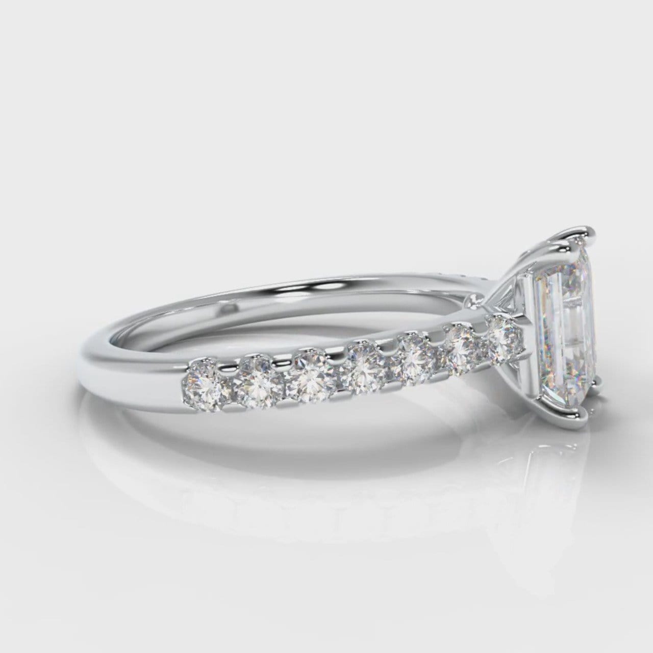 Carrée Micropavé Emerald Cut Diamond Engagement Ring