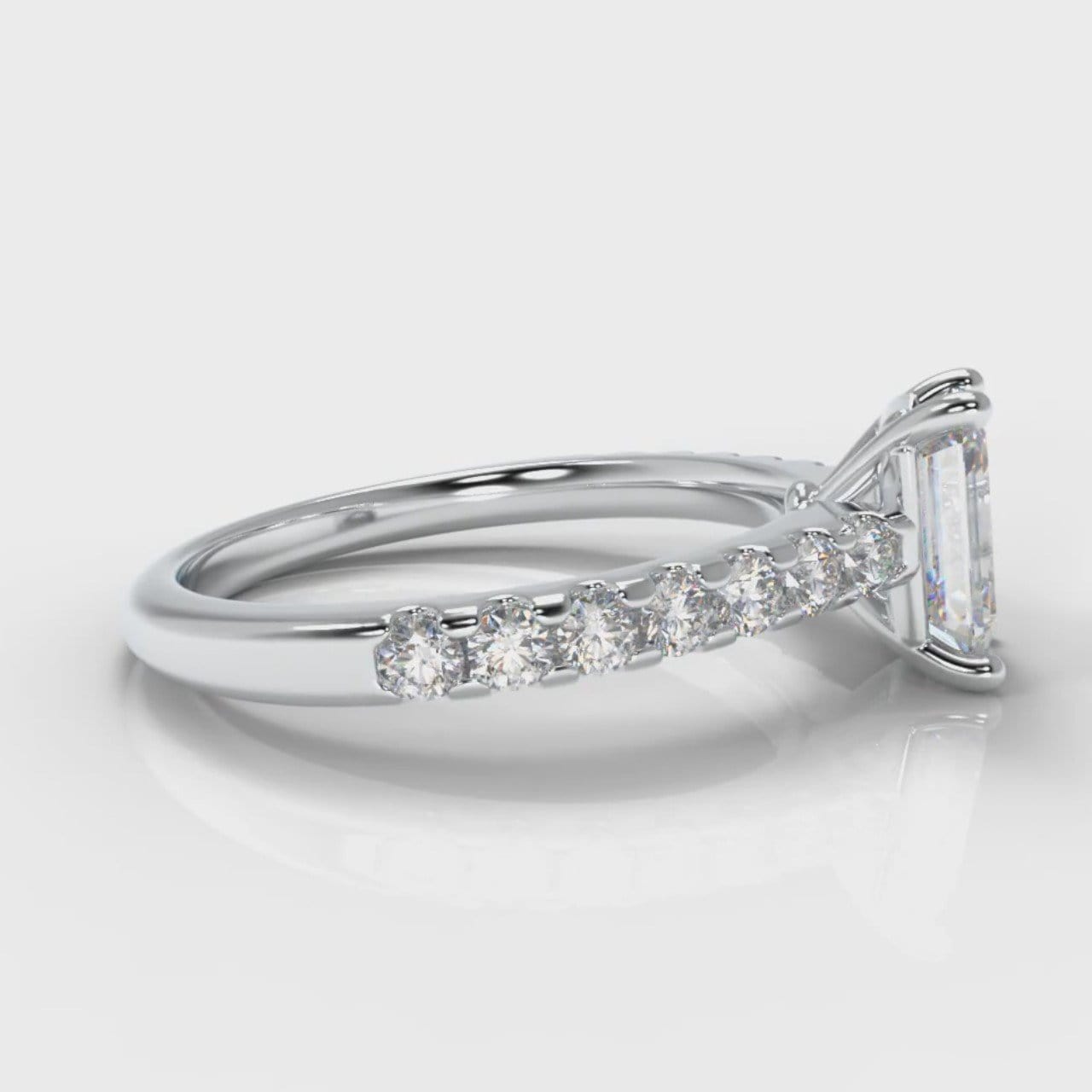 Carrée Micropavé Emerald Cut Diamond Engagement Ring