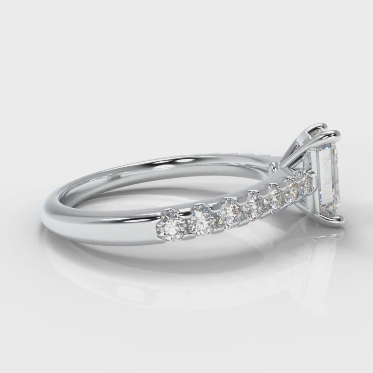 Carrée Micropavé Emerald Cut Diamond Engagement Ring