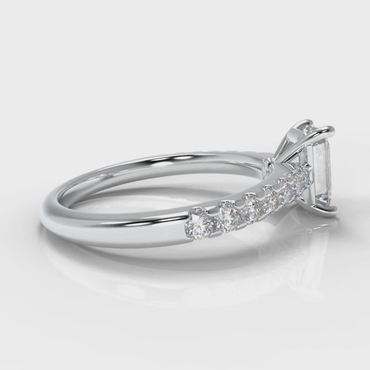 Carrée Micropavé Emerald Cut Diamond Engagement Ring