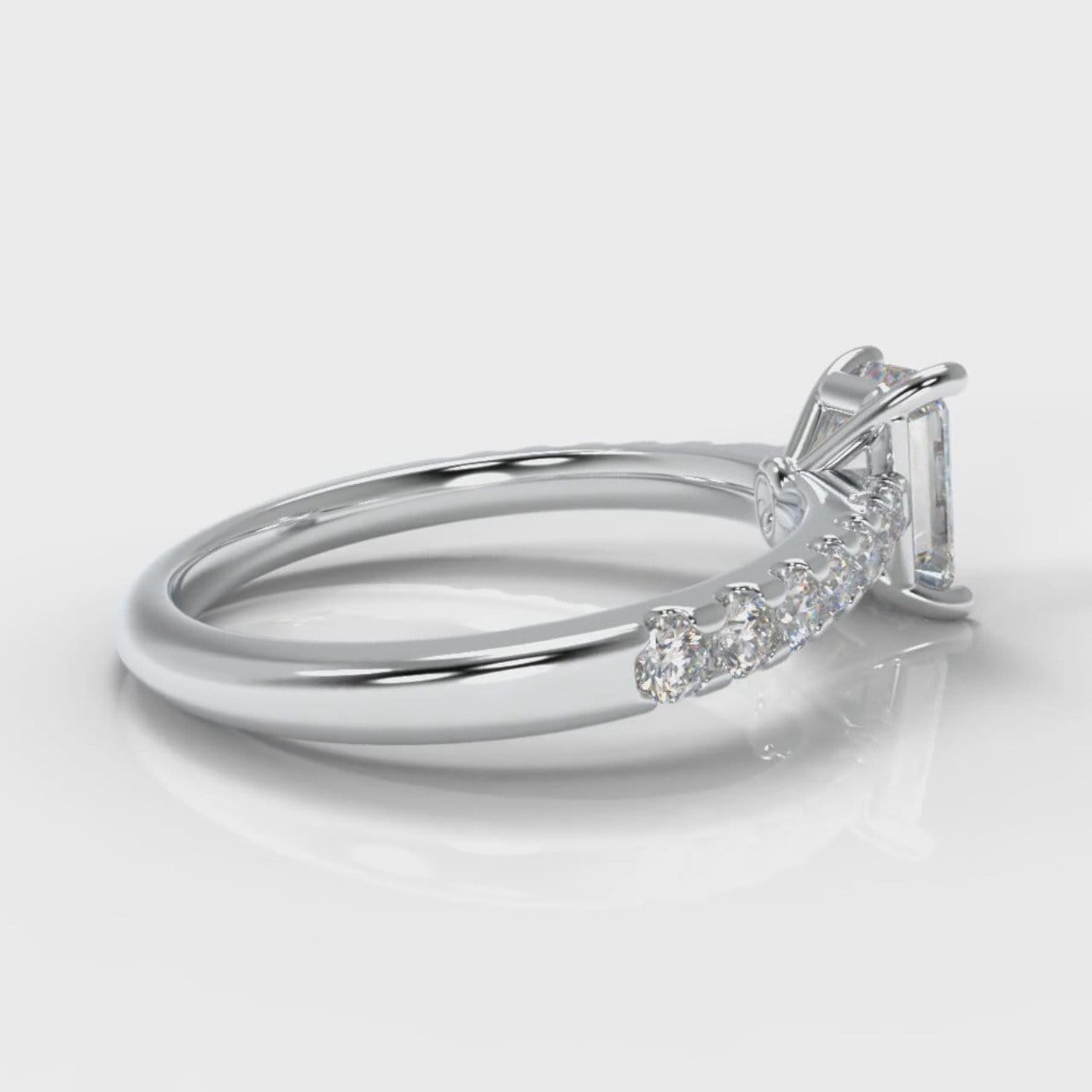 Carrée Micropavé Emerald Cut Diamond Engagement Ring