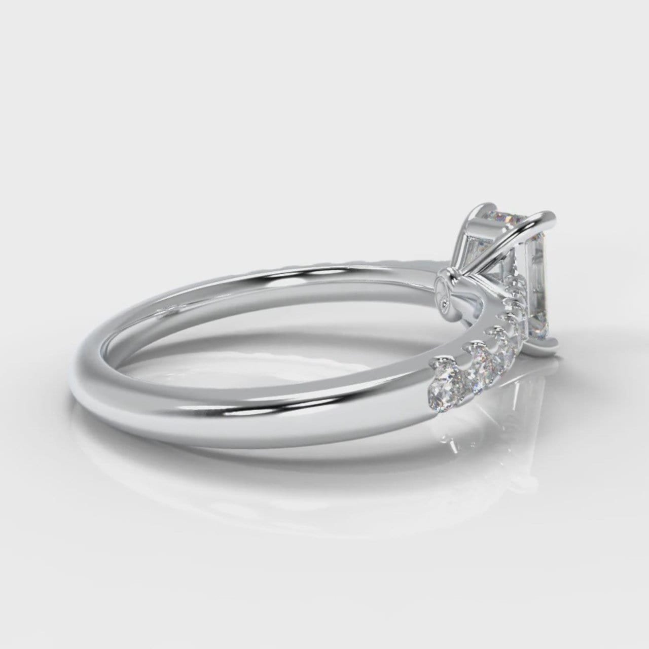 Carrée Micropavé Emerald Cut Diamond Engagement Ring