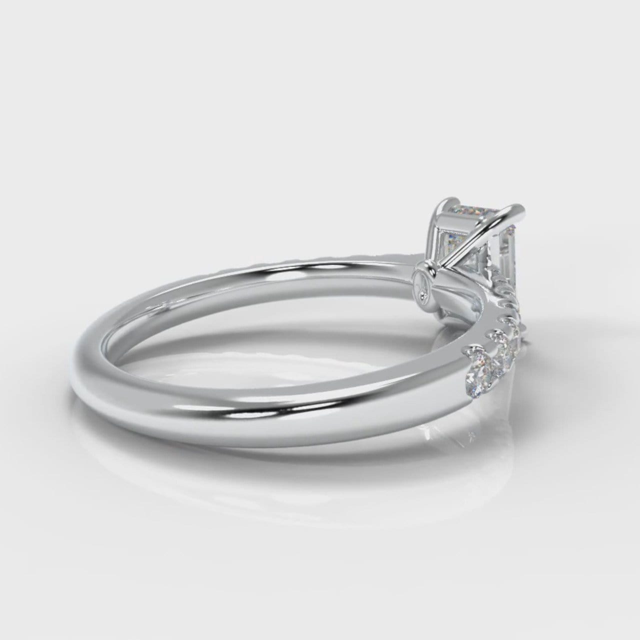 Carrée Micropavé Emerald Cut Diamond Engagement Ring
