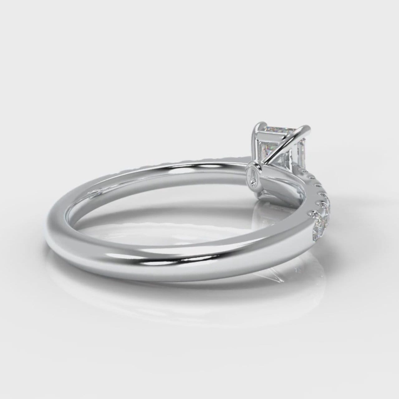 Carrée Micropavé Emerald Cut Diamond Engagement Ring