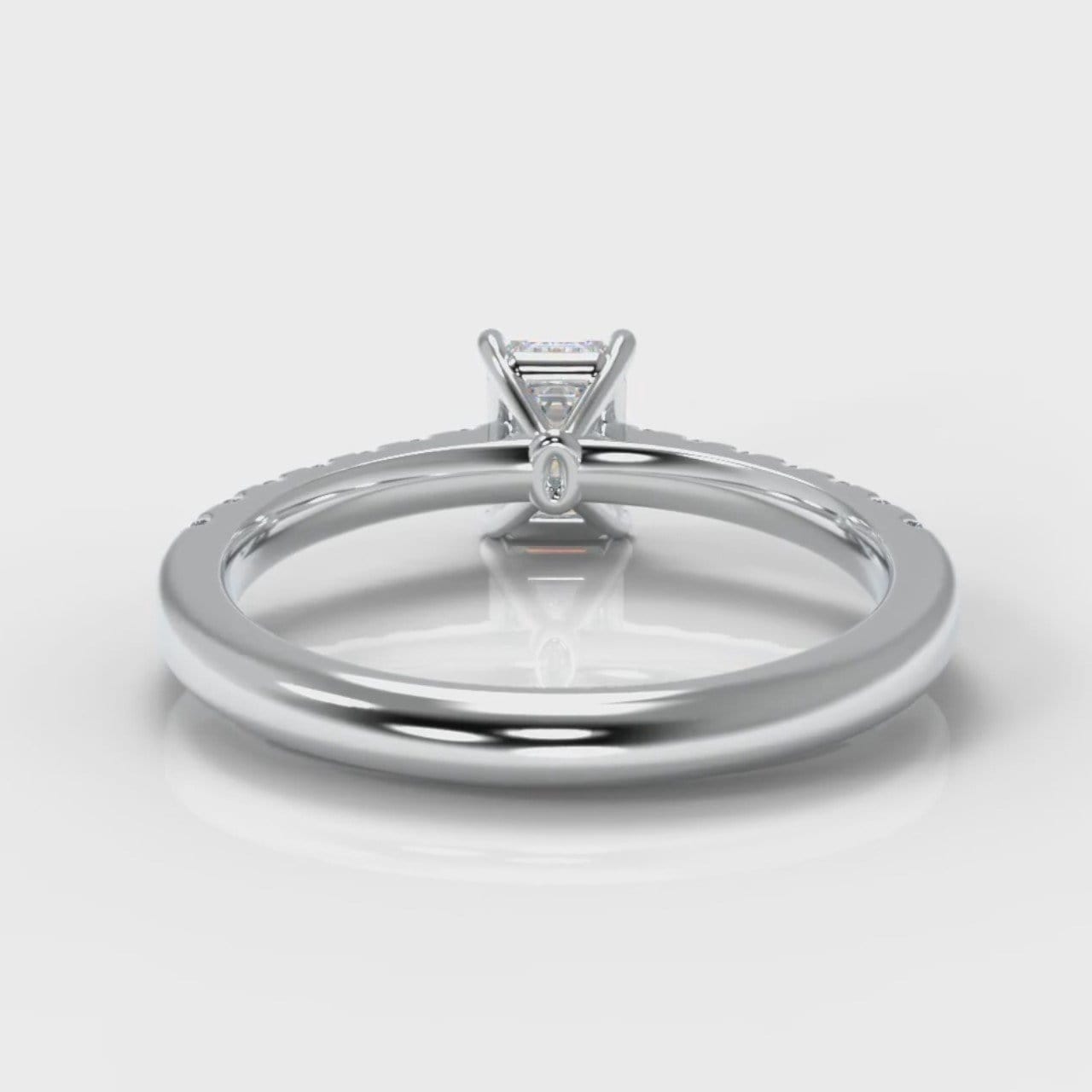 Carrée Micropavé Emerald Cut Diamond Engagement Ring