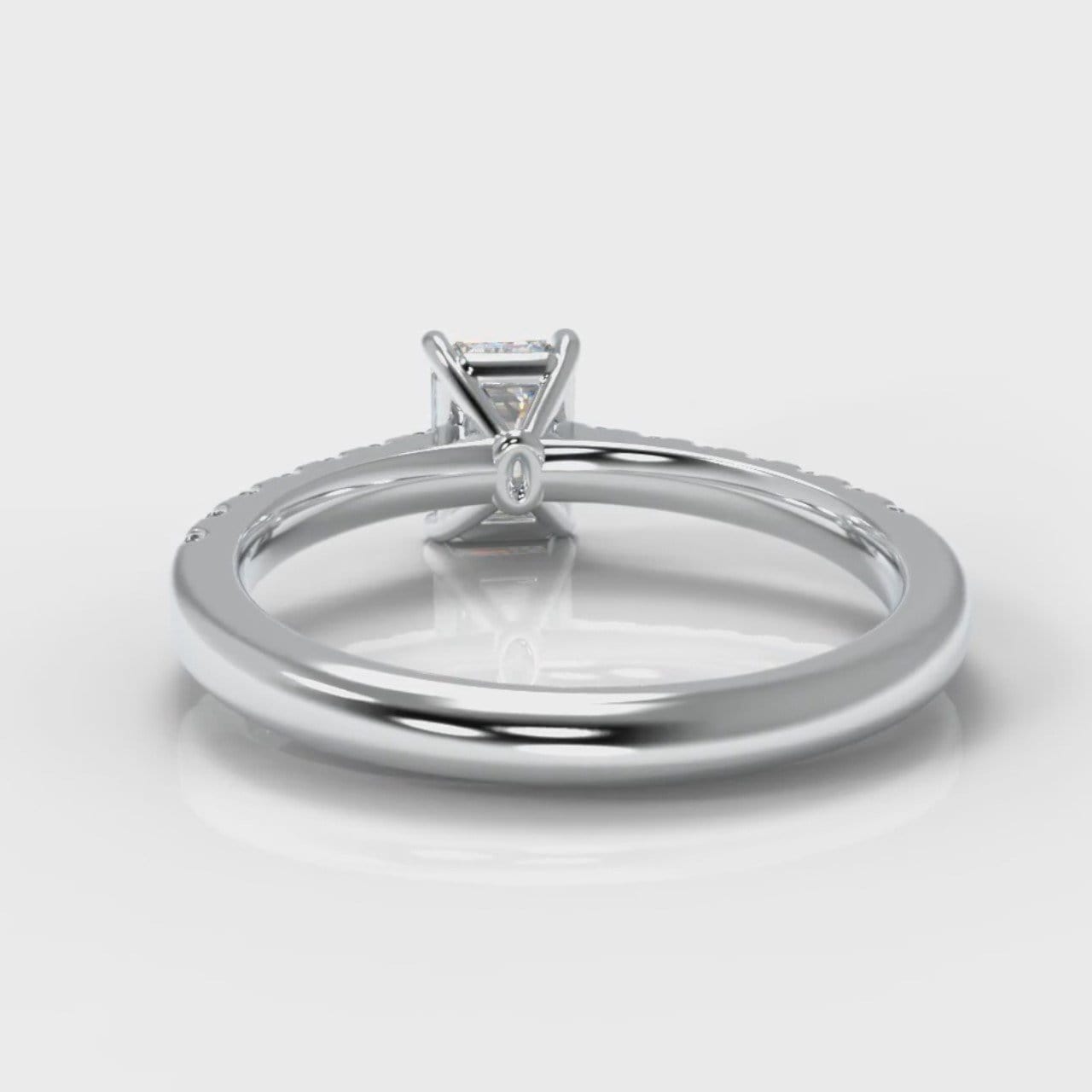 Carrée Micropavé Emerald Cut Diamond Engagement Ring