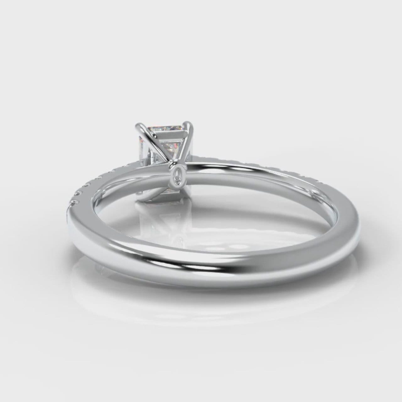 Carrée Micropavé Emerald Cut Diamond Engagement Ring
