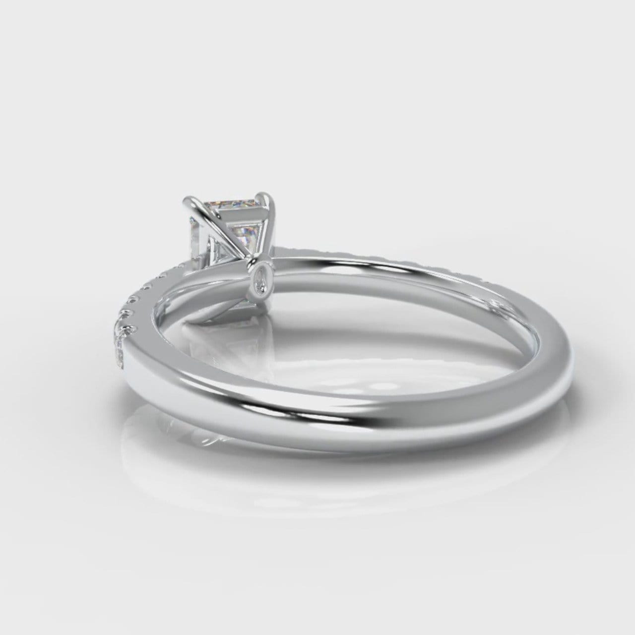 Carrée Micropavé Emerald Cut Diamond Engagement Ring