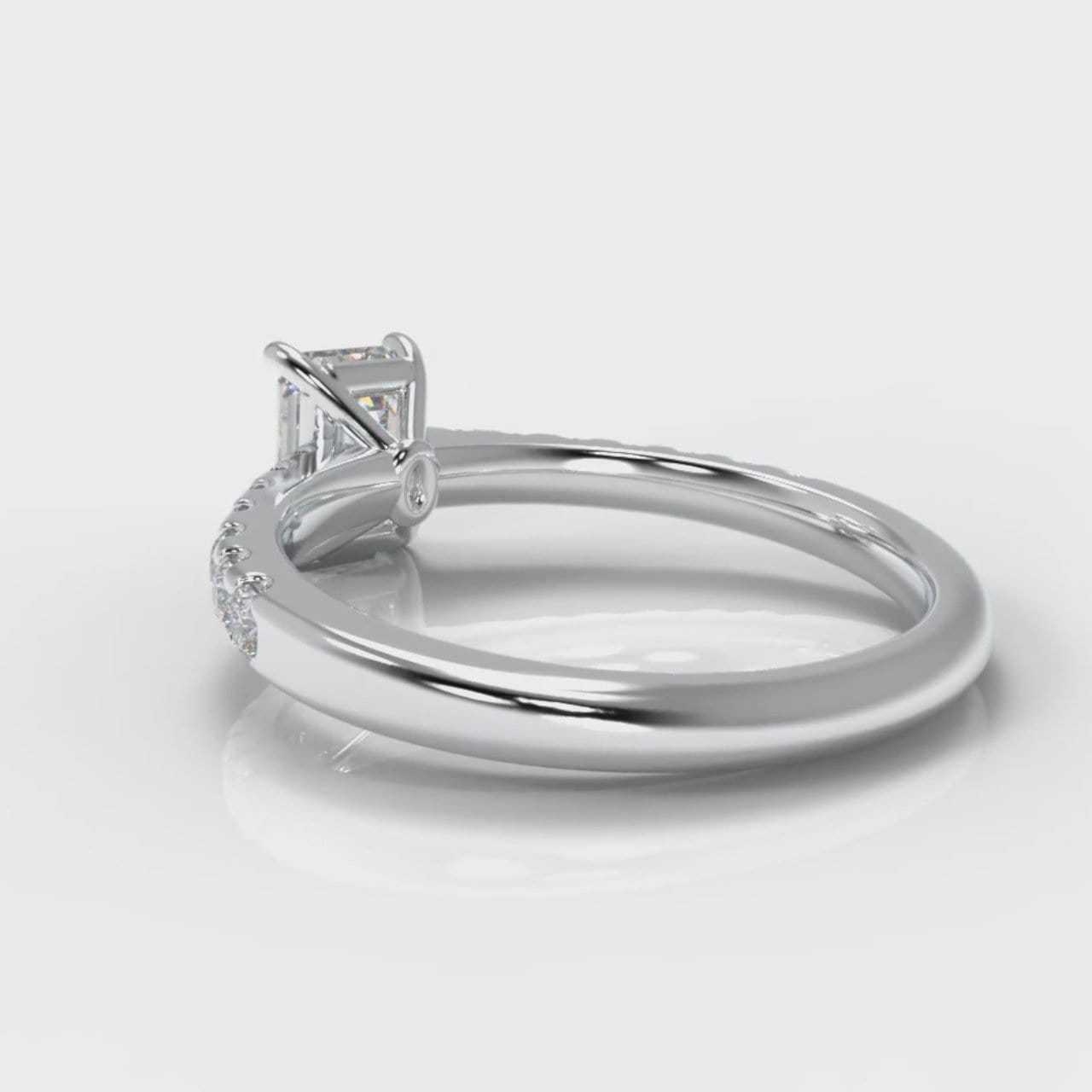 Carrée Micropavé Emerald Cut Diamond Engagement Ring