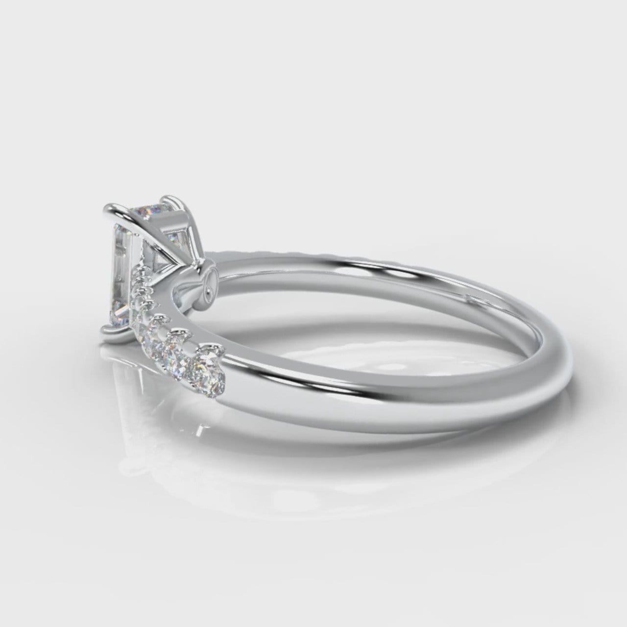 Carrée Micropavé Emerald Cut Diamond Engagement Ring