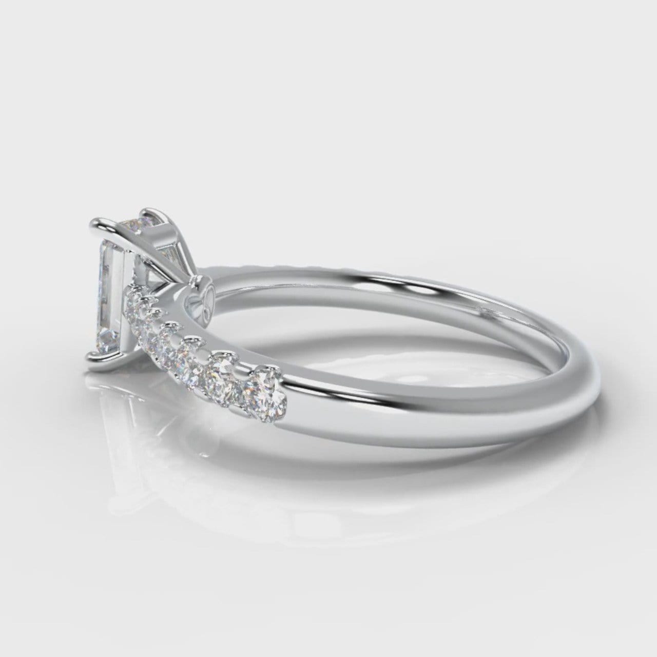 Carrée Micropavé Emerald Cut Diamond Engagement Ring