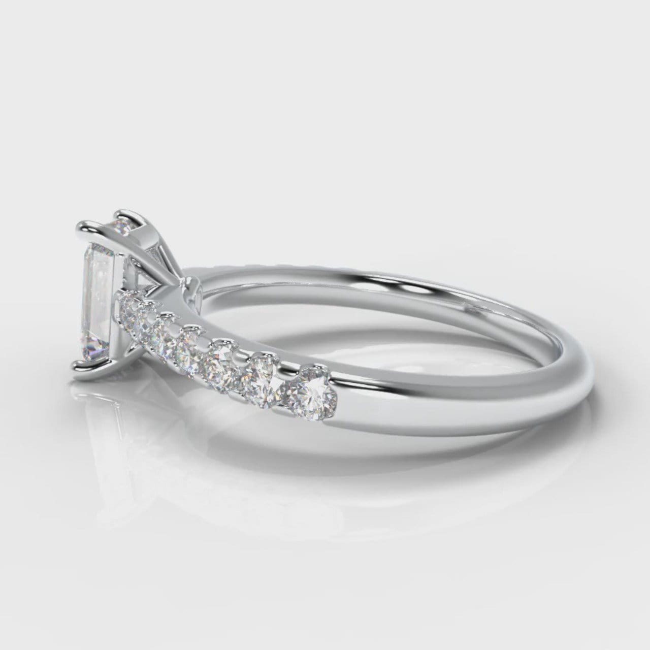Carrée Micropavé Emerald Cut Diamond Engagement Ring