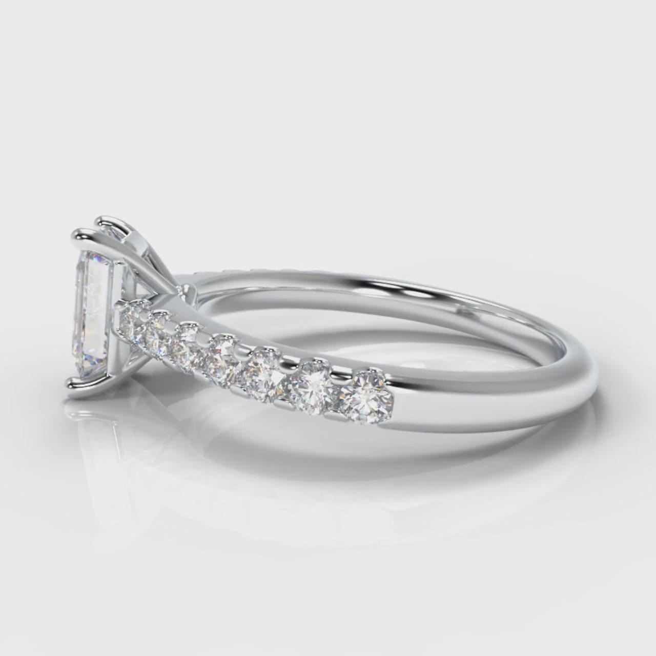 Carrée Micropavé Emerald Cut Diamond Engagement Ring