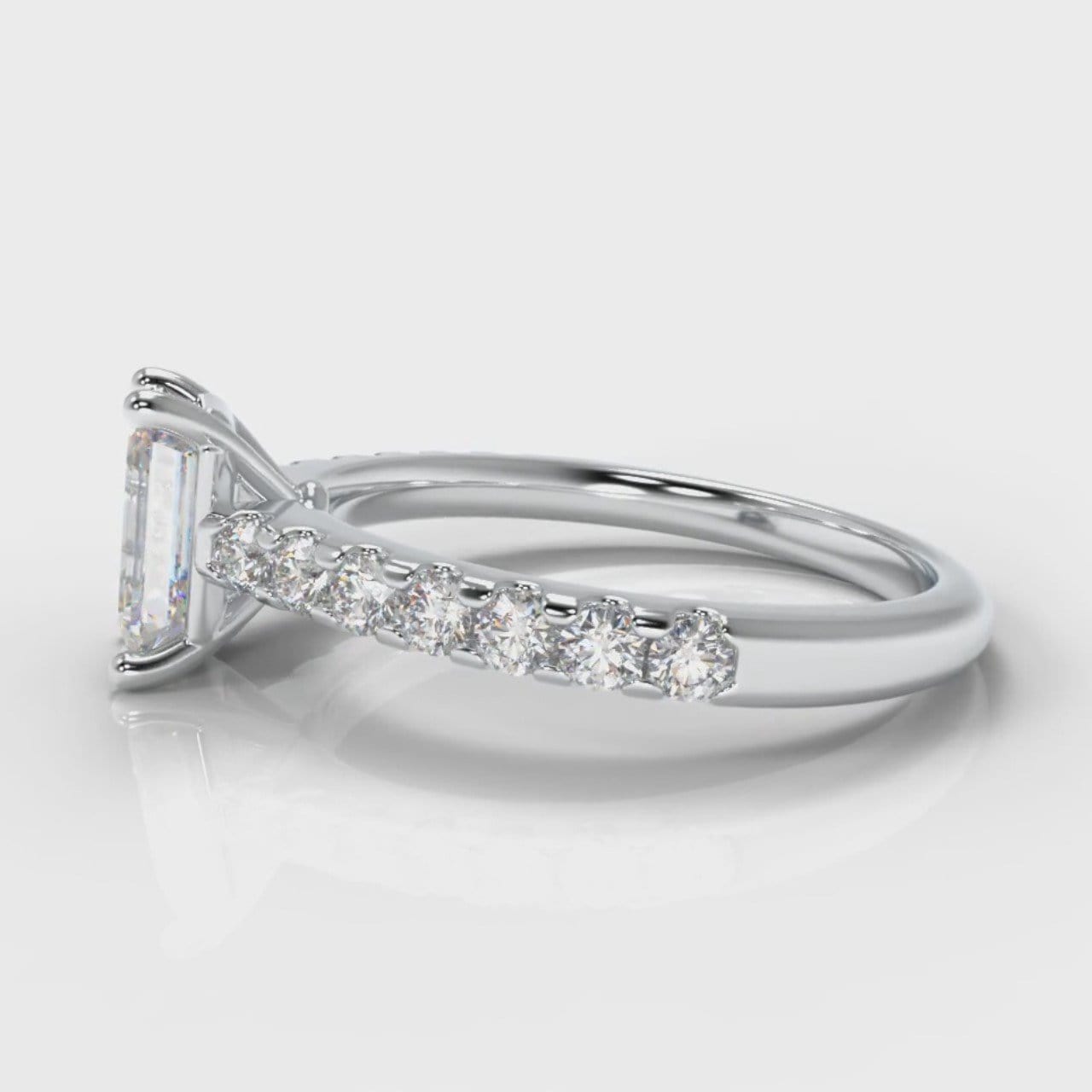 Carrée Micropavé Emerald Cut Diamond Engagement Ring