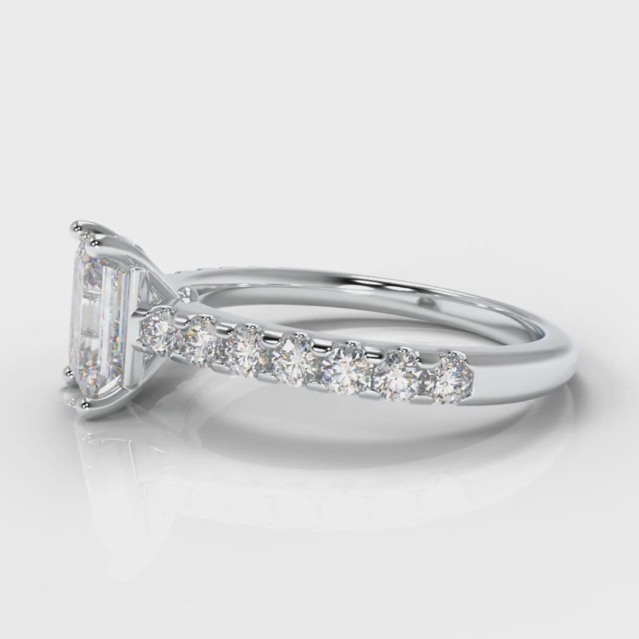 Carrée Micropavé Emerald Cut Diamond Engagement Ring