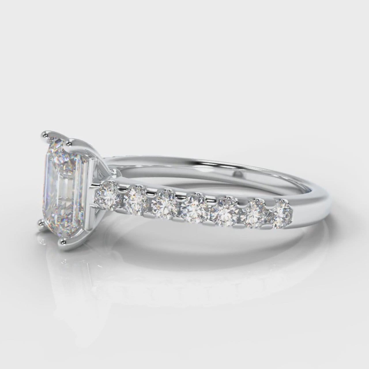 Carrée Micropavé Emerald Cut Diamond Engagement Ring