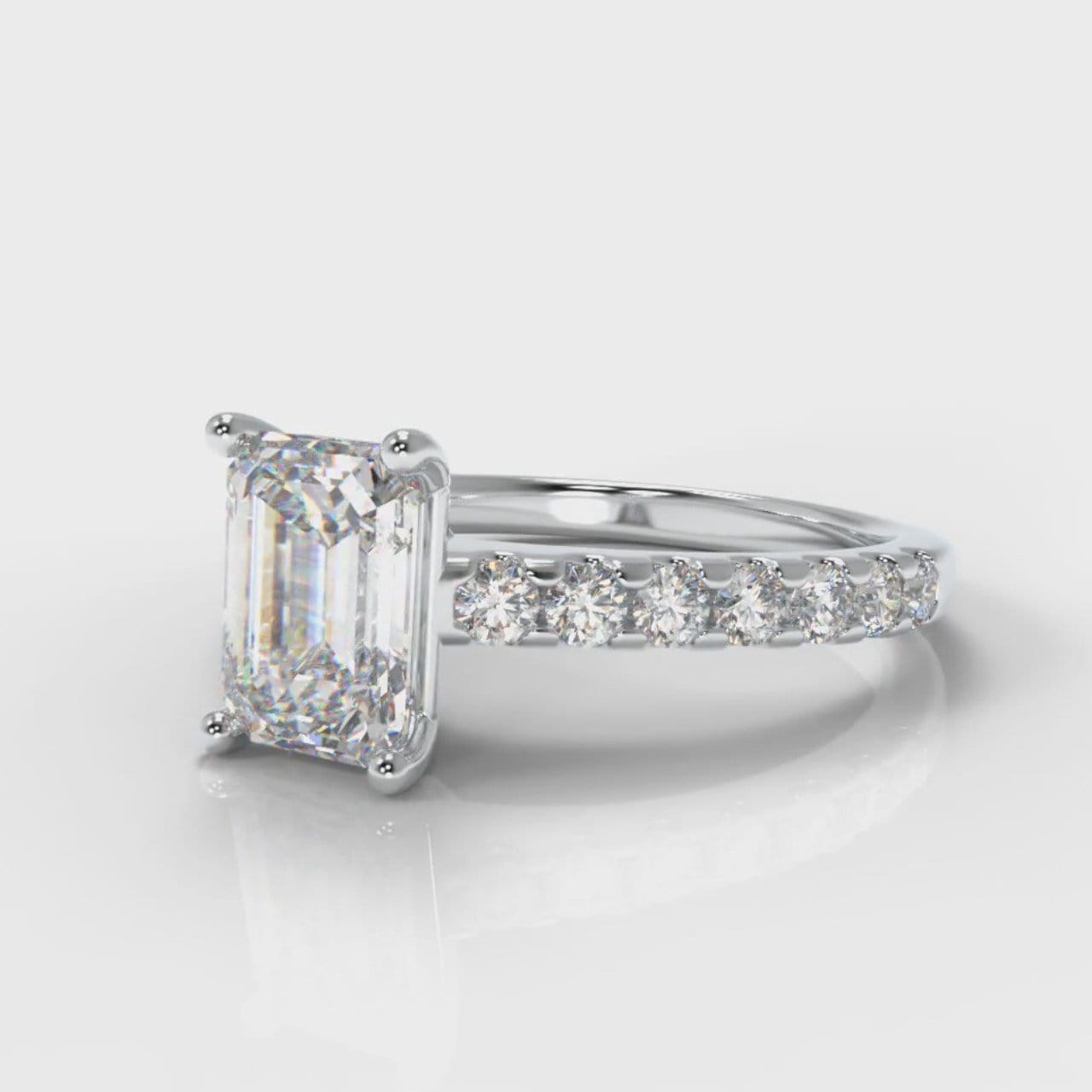 Carrée Micropavé Emerald Cut Diamond Engagement Ring