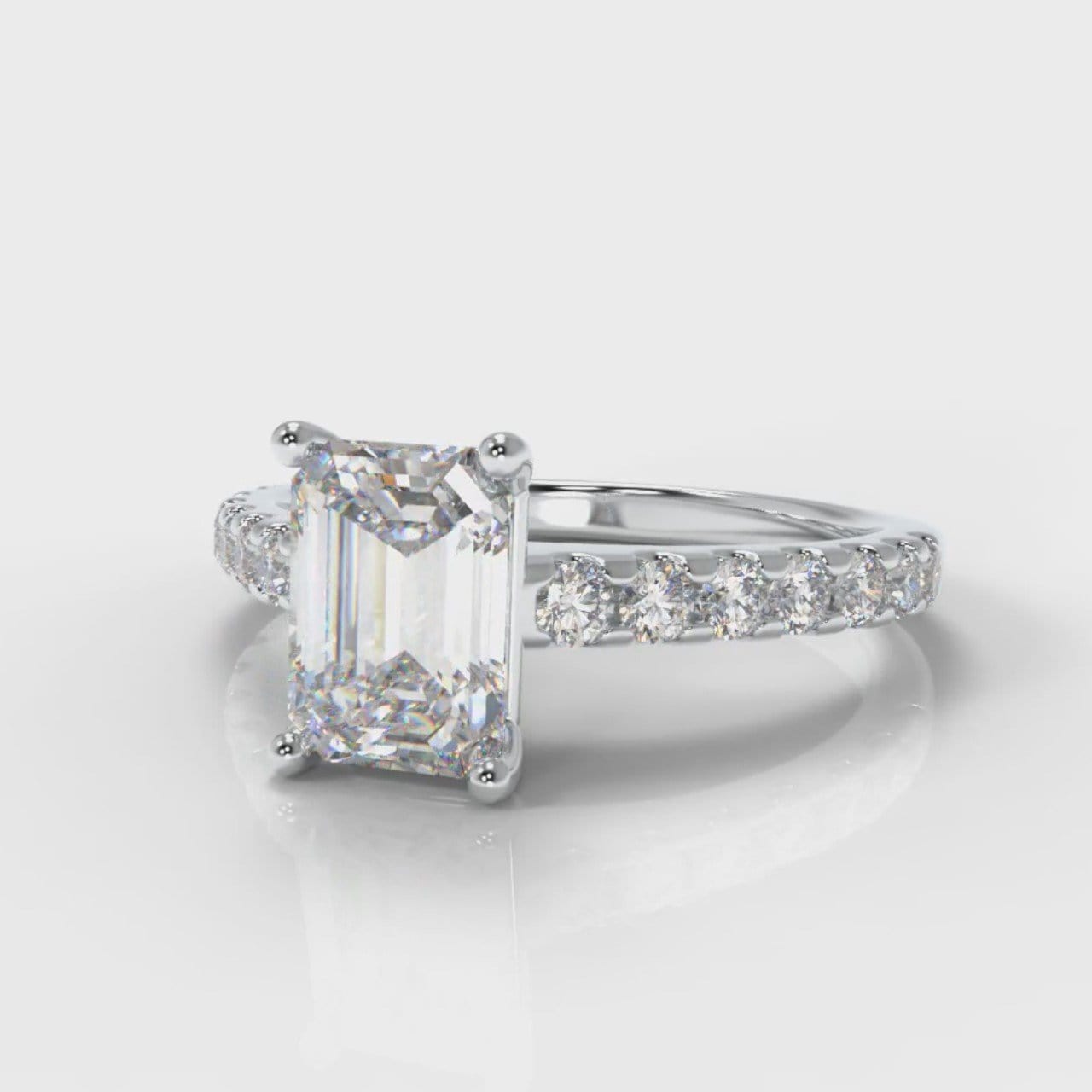 Carrée Micropavé Emerald Cut Diamond Engagement Ring