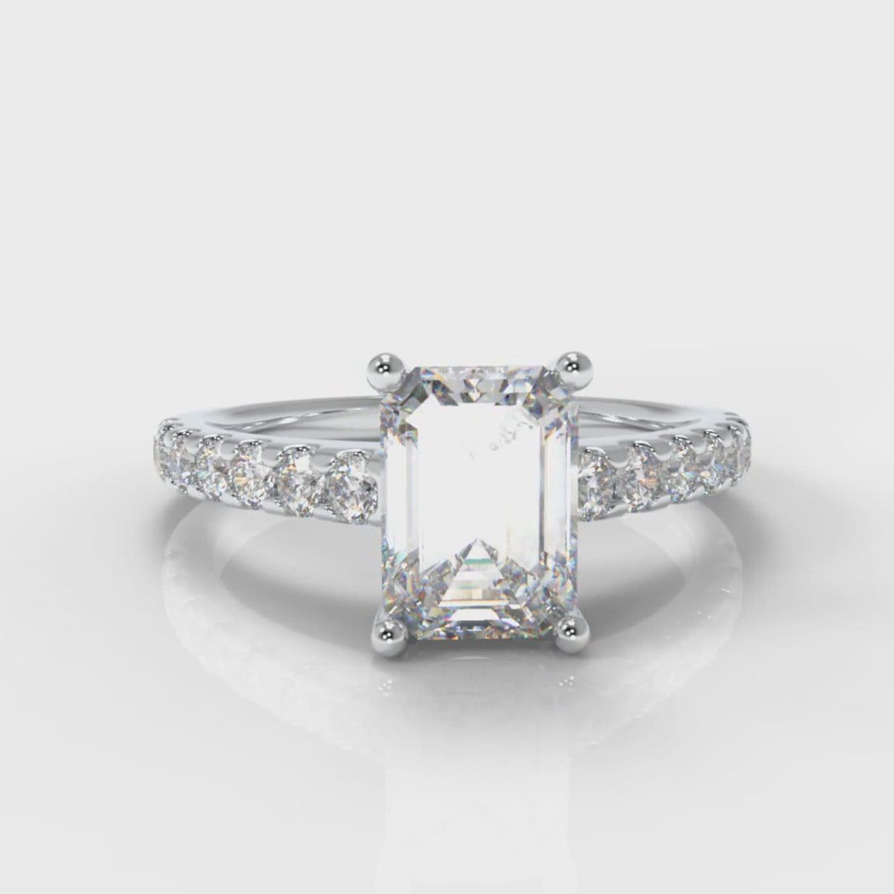 Carrée Micropavé Emerald Cut Diamond Engagement Ring