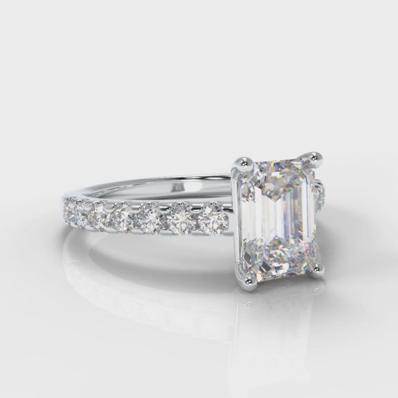 Carrée Micropavé Emerald Cut Diamond Engagement Ring