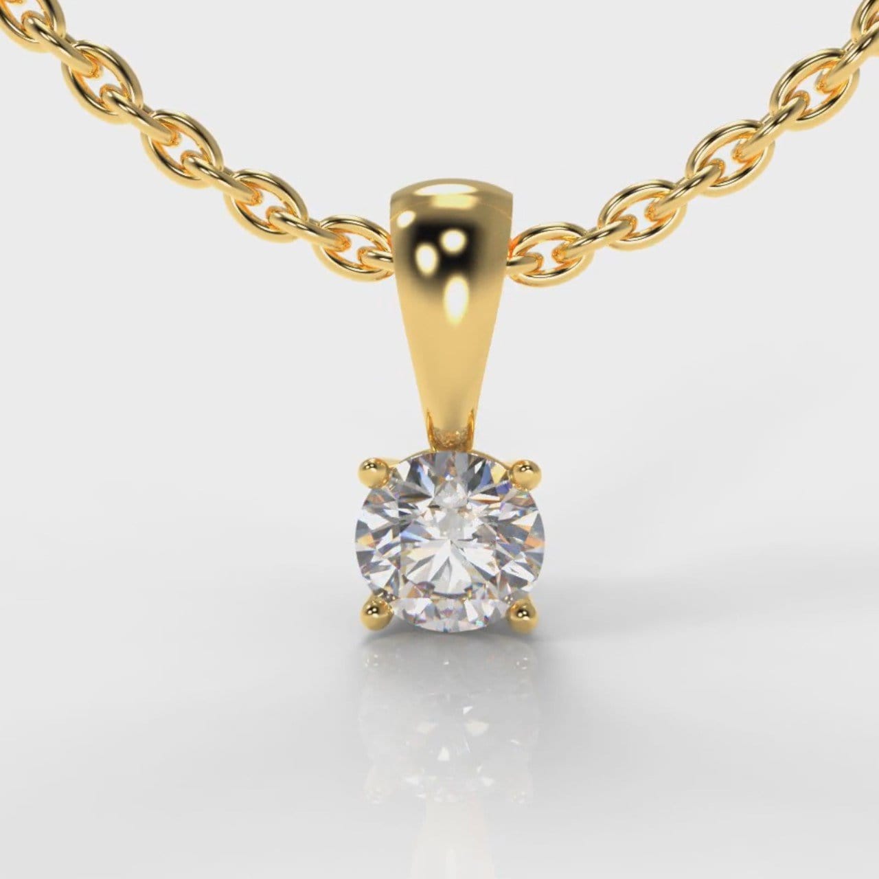 Four Claw Diamond Pendant (Lab Grown Diamond) - Yellow Gold