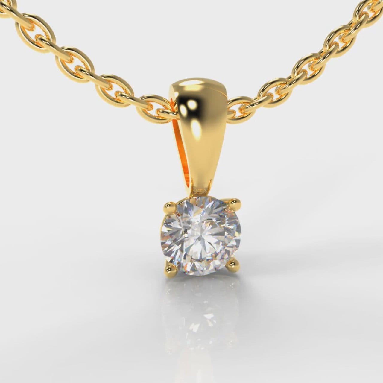 Four Claw Diamond Pendant (Lab Grown Diamond) - Yellow Gold