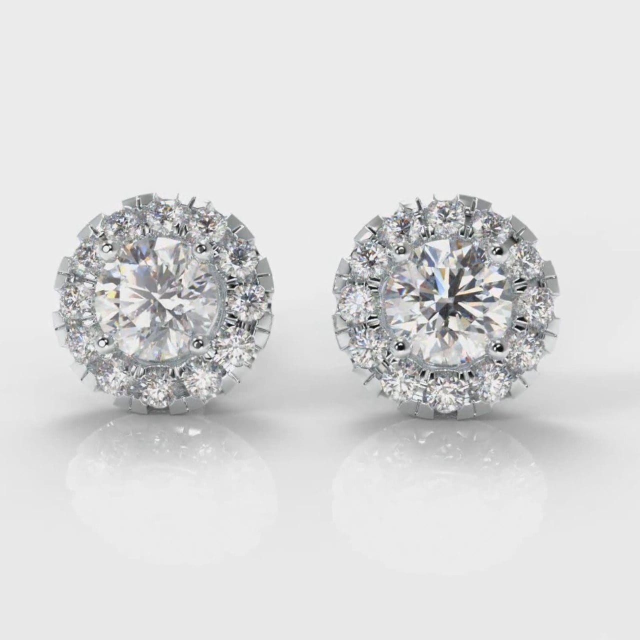 Halo Diamond Stud Earrings (Lab Grown Diamond)