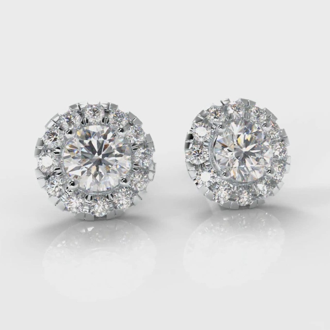 Halo Diamond Stud Earrings (Lab Grown Diamond)