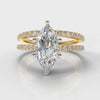 Star Petite Micropavé Marquise Diamond Bridal Set - Yellow Gold