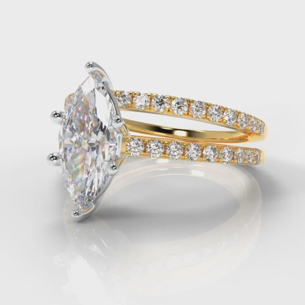 Star Petite Micropavé Marquise Diamond Bridal Set - Yellow Gold