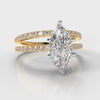 Star Petite Micropavé Marquise Diamond Bridal Set - Yellow Gold