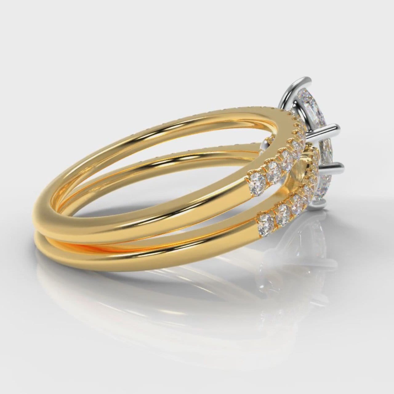 Star Petite Micropavé Marquise Diamond Bridal Set - Yellow Gold