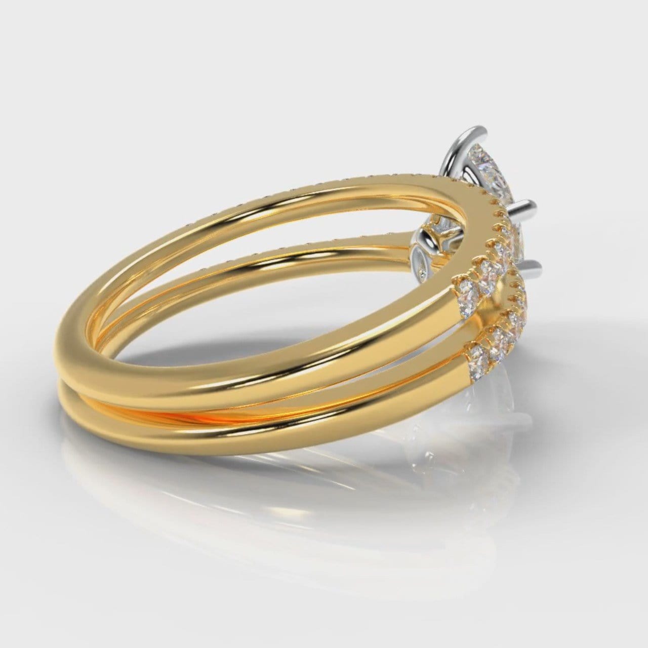 Star Petite Micropavé Marquise Diamond Bridal Set - Yellow Gold