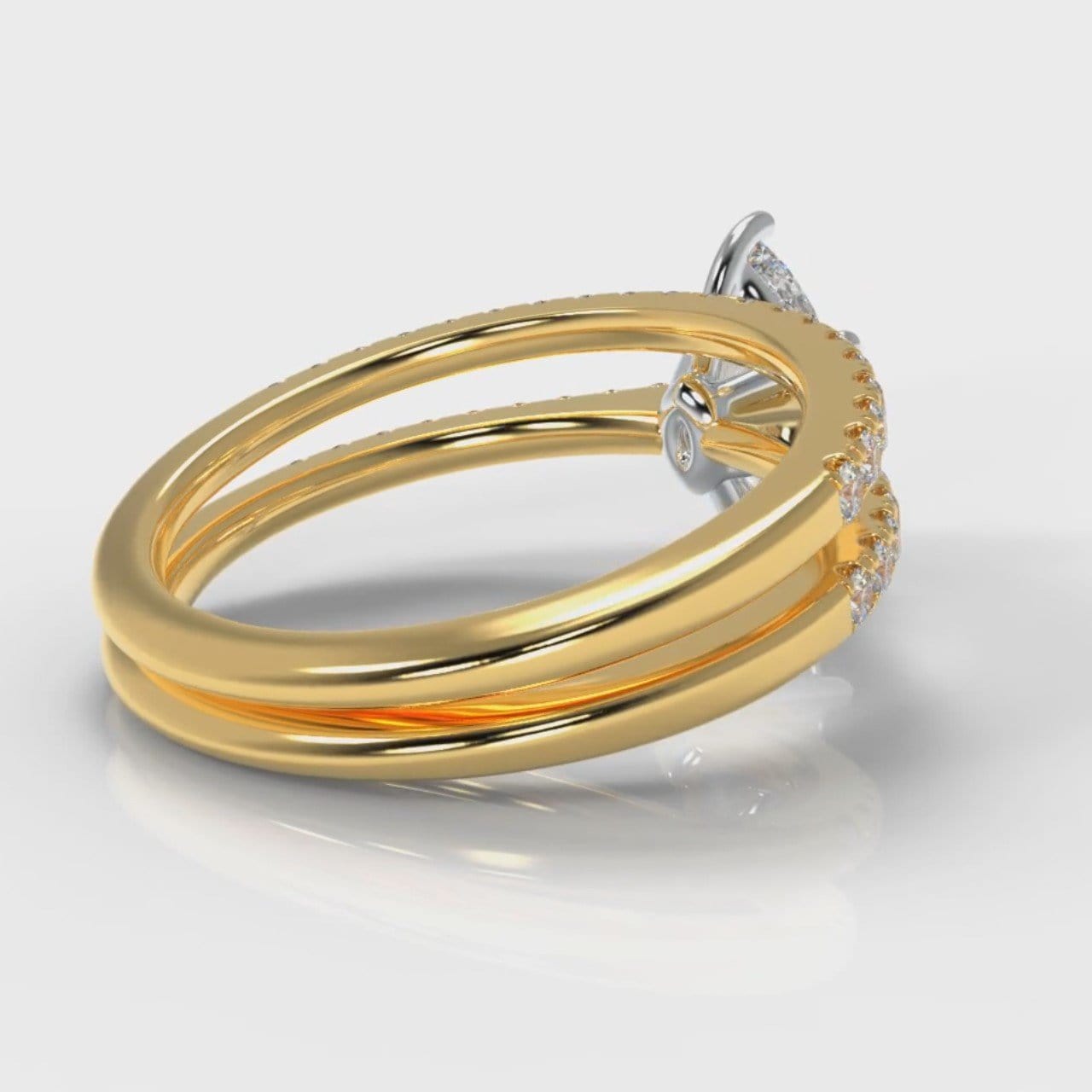 Star Petite Micropavé Marquise Diamond Bridal Set - Yellow Gold