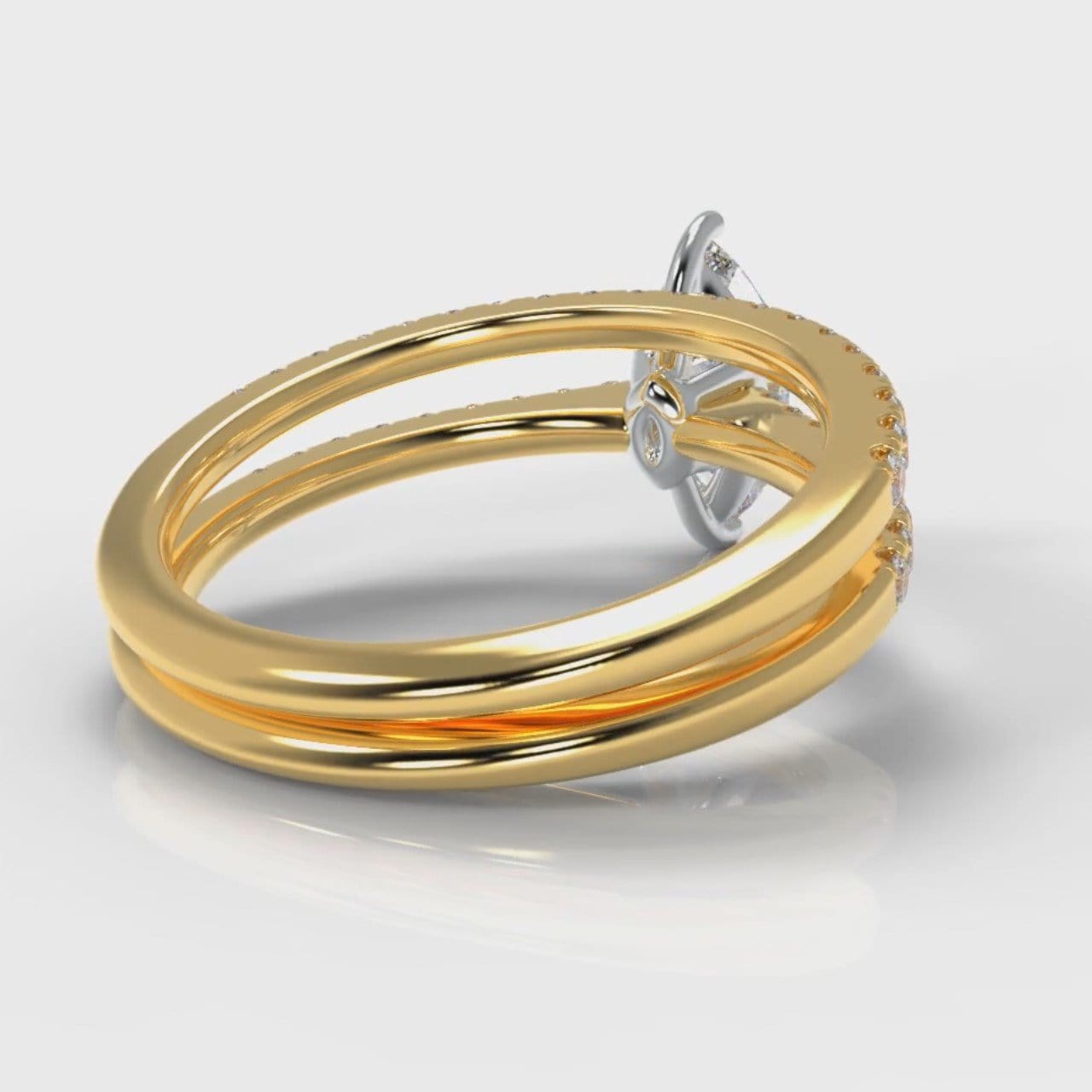 Star Petite Micropavé Marquise Diamond Bridal Set - Yellow Gold