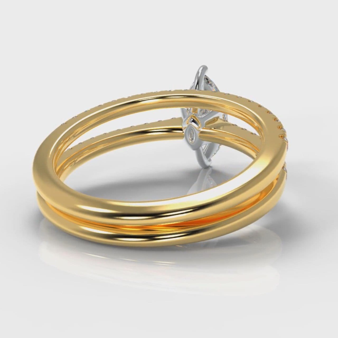 Star Petite Micropavé Marquise Diamond Bridal Set - Yellow Gold