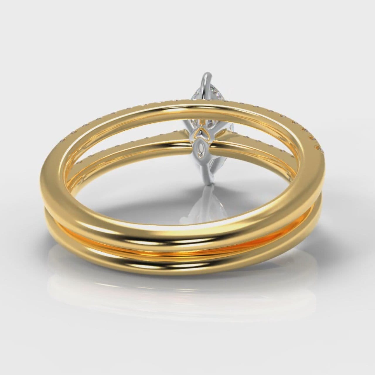 Star Petite Micropavé Marquise Diamond Bridal Set - Yellow Gold