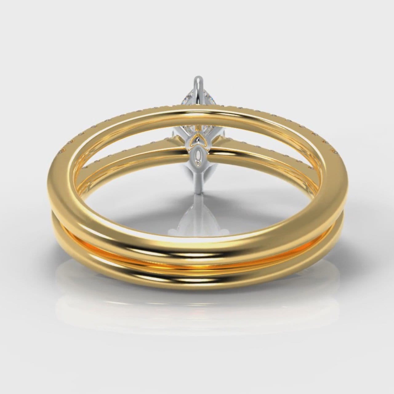 Star Petite Micropavé Marquise Diamond Bridal Set - Yellow Gold